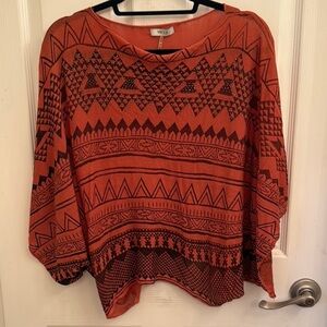 Verty Black and Orange Knit Blouse with Dolman Sleeves